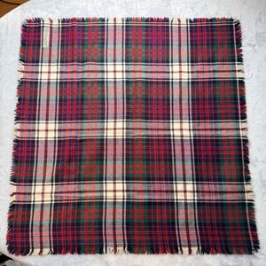 The Scotch House Knightsbridge Plaid Scarf Red Green Blue Square Fringe Wool
